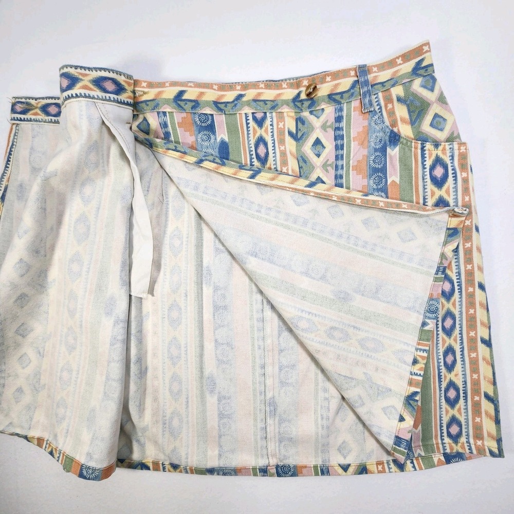 Vintage Vivaldi Jeanswear Denim Wrap Skirt 16 Petite Southwest Cowgirl USA - Picture 3 of 8